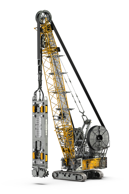 Slurry wall cutter LSC 8-20 and duty cycle crawler crane HS 8130.1